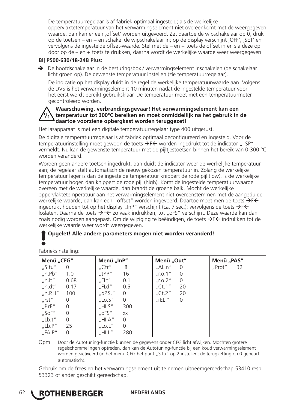 ROTHENBERGER ROWELD P160-630B Plus Professional User Manual | Page 64 / 152