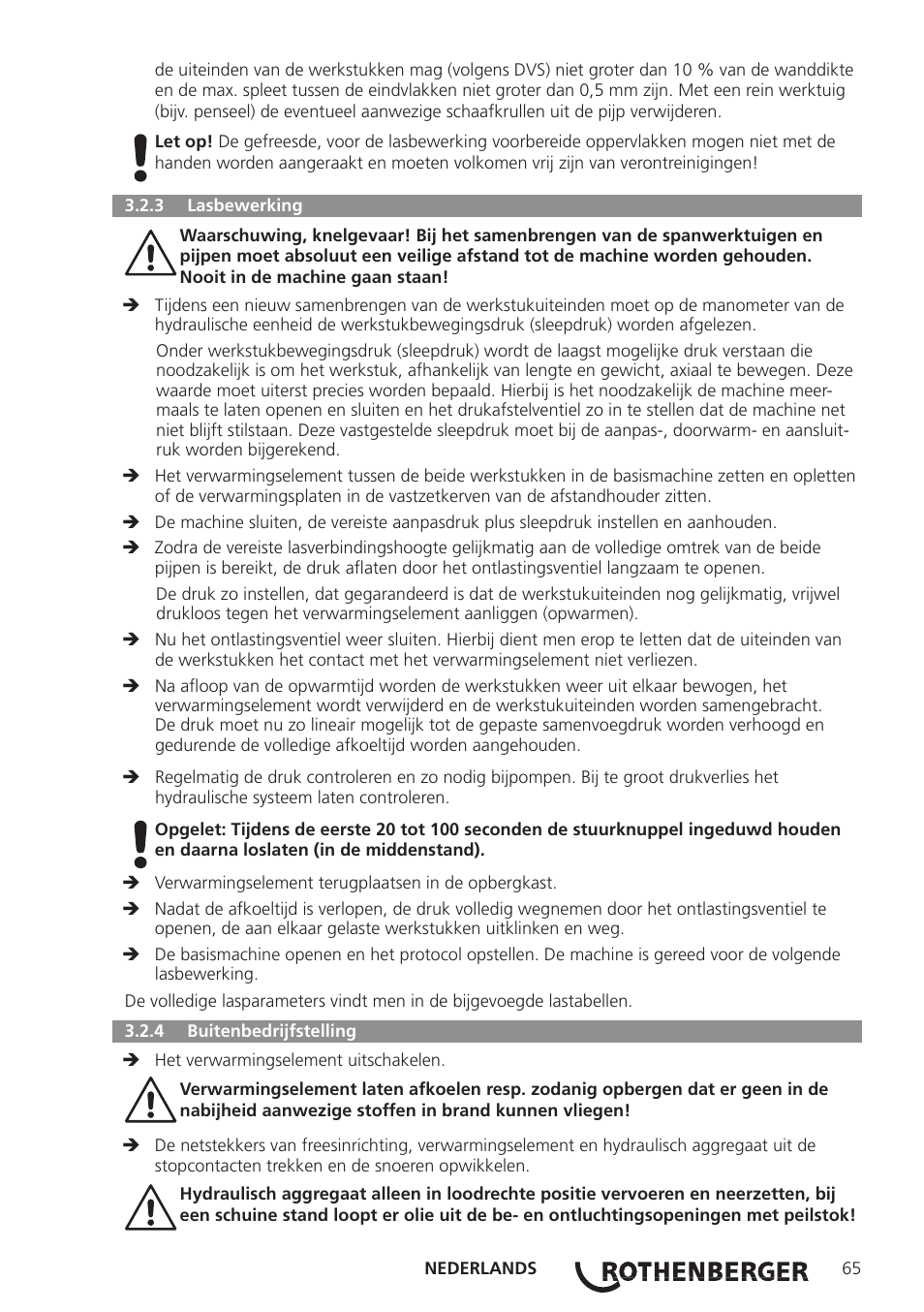 ROTHENBERGER ROWELD P160-630B Plus Professional User Manual | Page 67 / 152