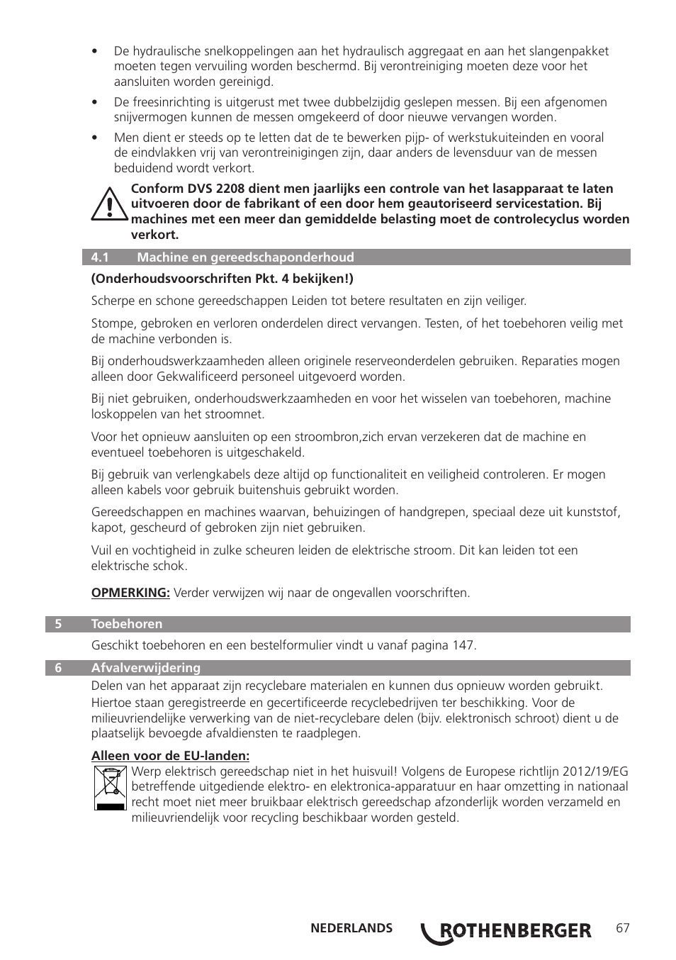 ROTHENBERGER ROWELD P160-630B Plus Professional User Manual | Page 69 / 152