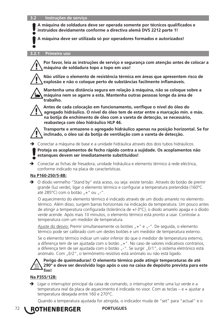 ROTHENBERGER ROWELD P160-630B Plus Professional User Manual | Page 74 / 152