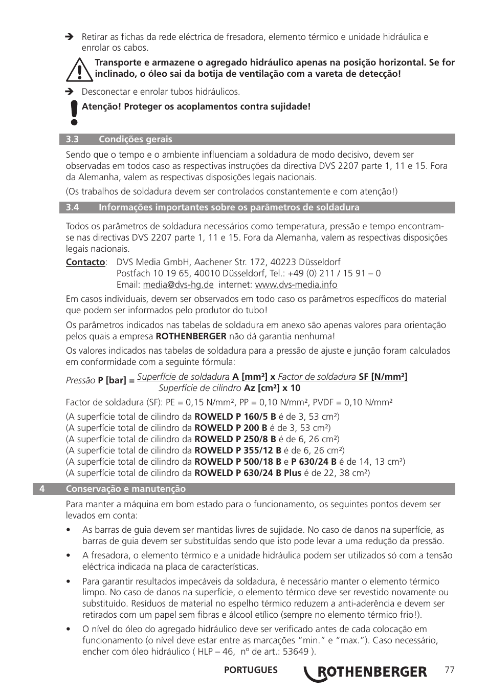 ROTHENBERGER ROWELD P160-630B Plus Professional User Manual | Page 79 / 152