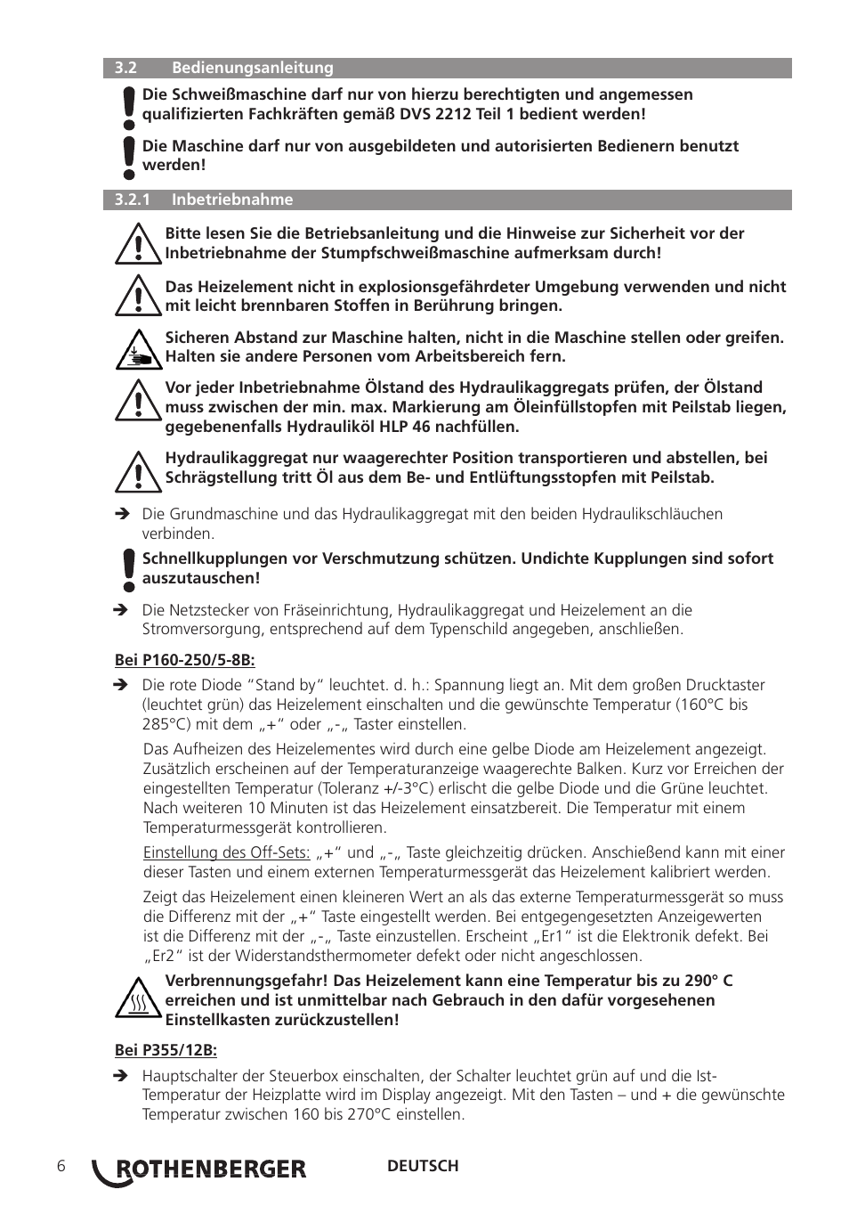 ROTHENBERGER ROWELD P160-630B Plus Professional User Manual | Page 8 / 152