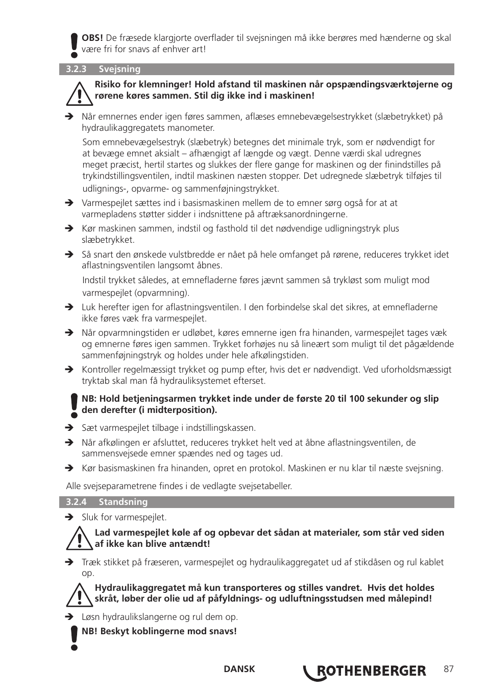 ROTHENBERGER ROWELD P160-630B Plus Professional User Manual | Page 89 / 152