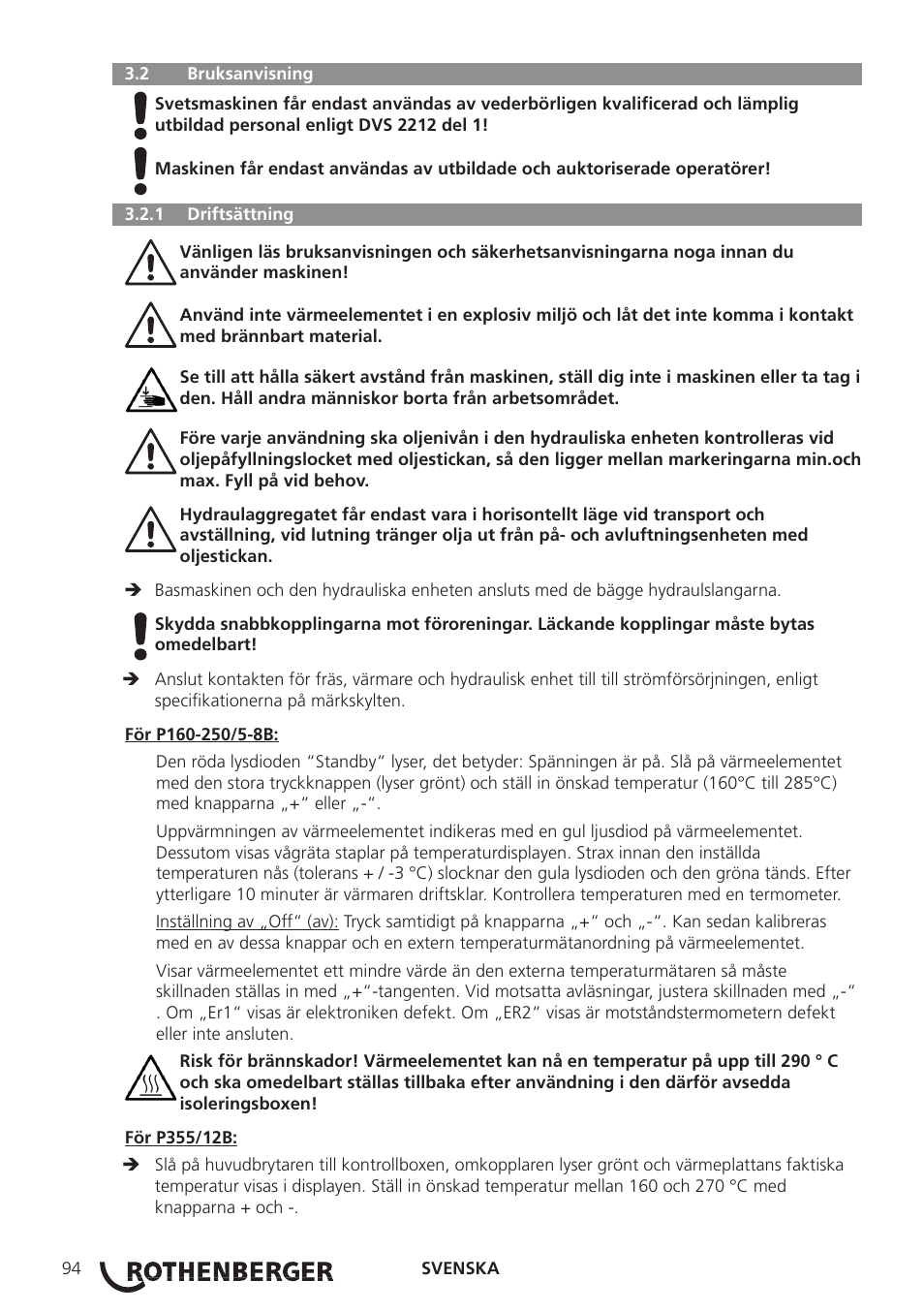 ROTHENBERGER ROWELD P160-630B Plus Professional User Manual | Page 96 / 152