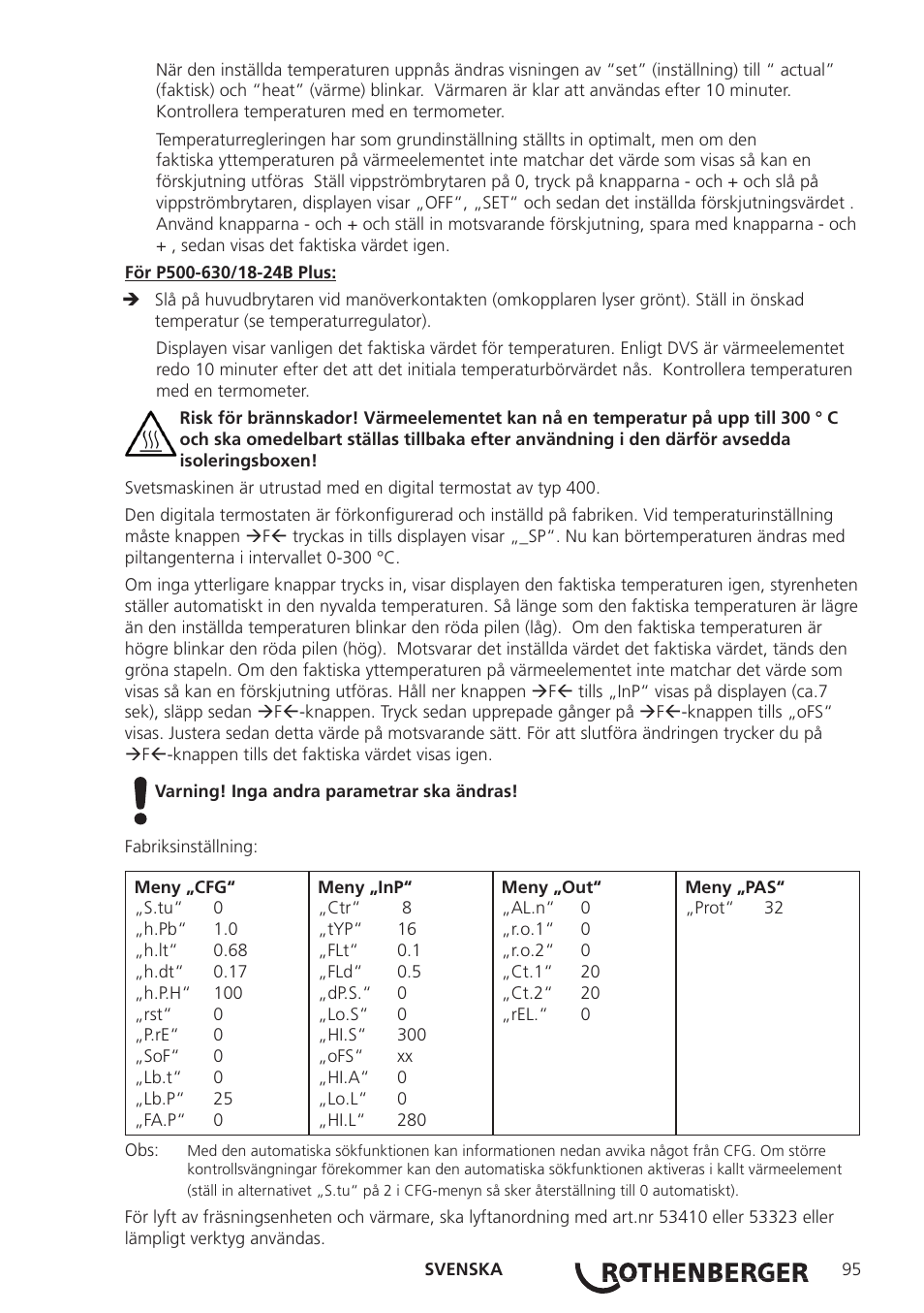 ROTHENBERGER ROWELD P160-630B Plus Professional User Manual | Page 97 / 152