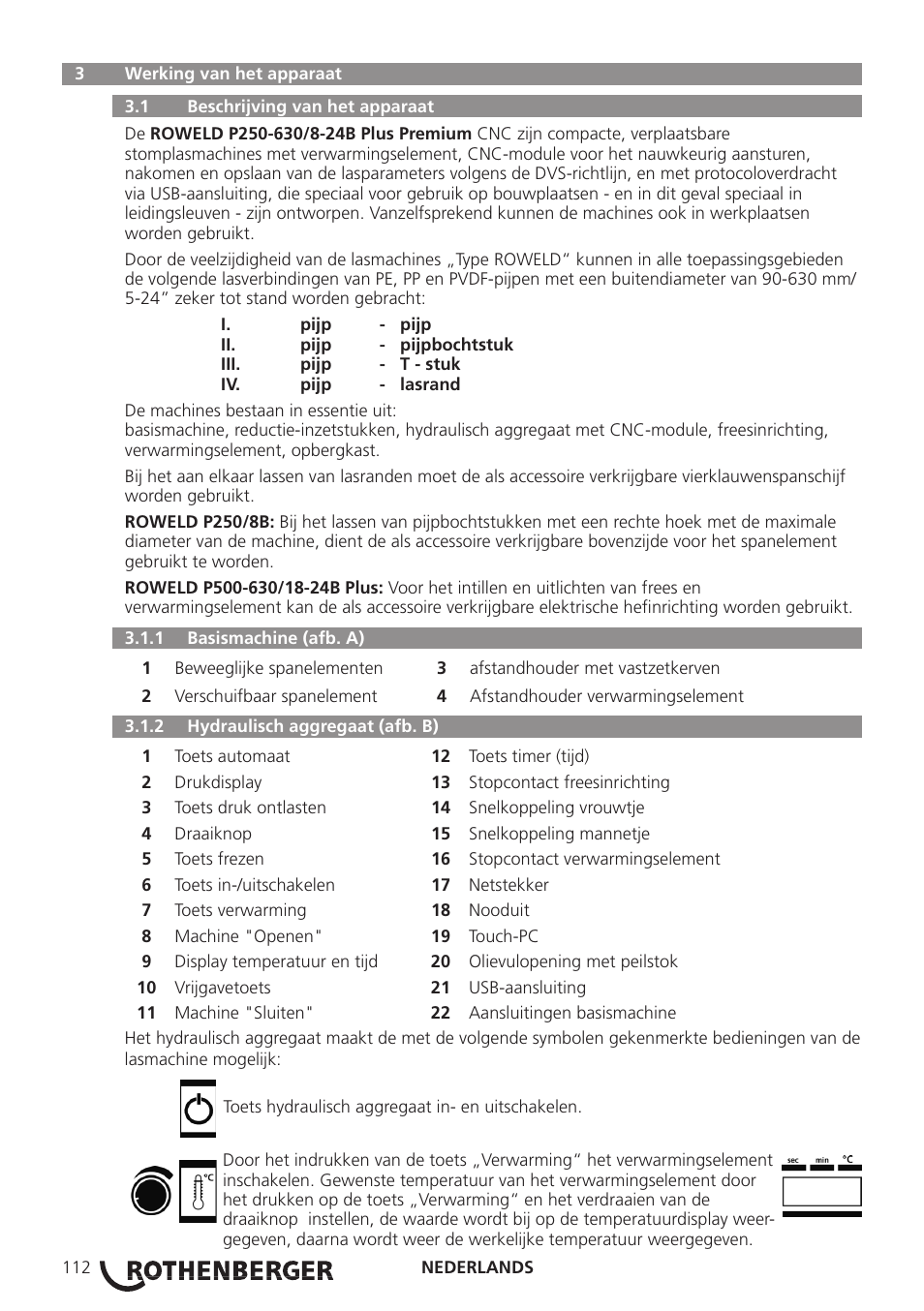 ROTHENBERGER ROWELD P250-630 B Plus Premium CNC User Manual | Page 114 / 456