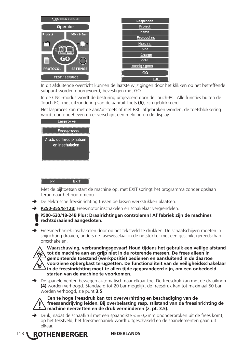 ROTHENBERGER ROWELD P250-630 B Plus Premium CNC User Manual | Page 120 / 456