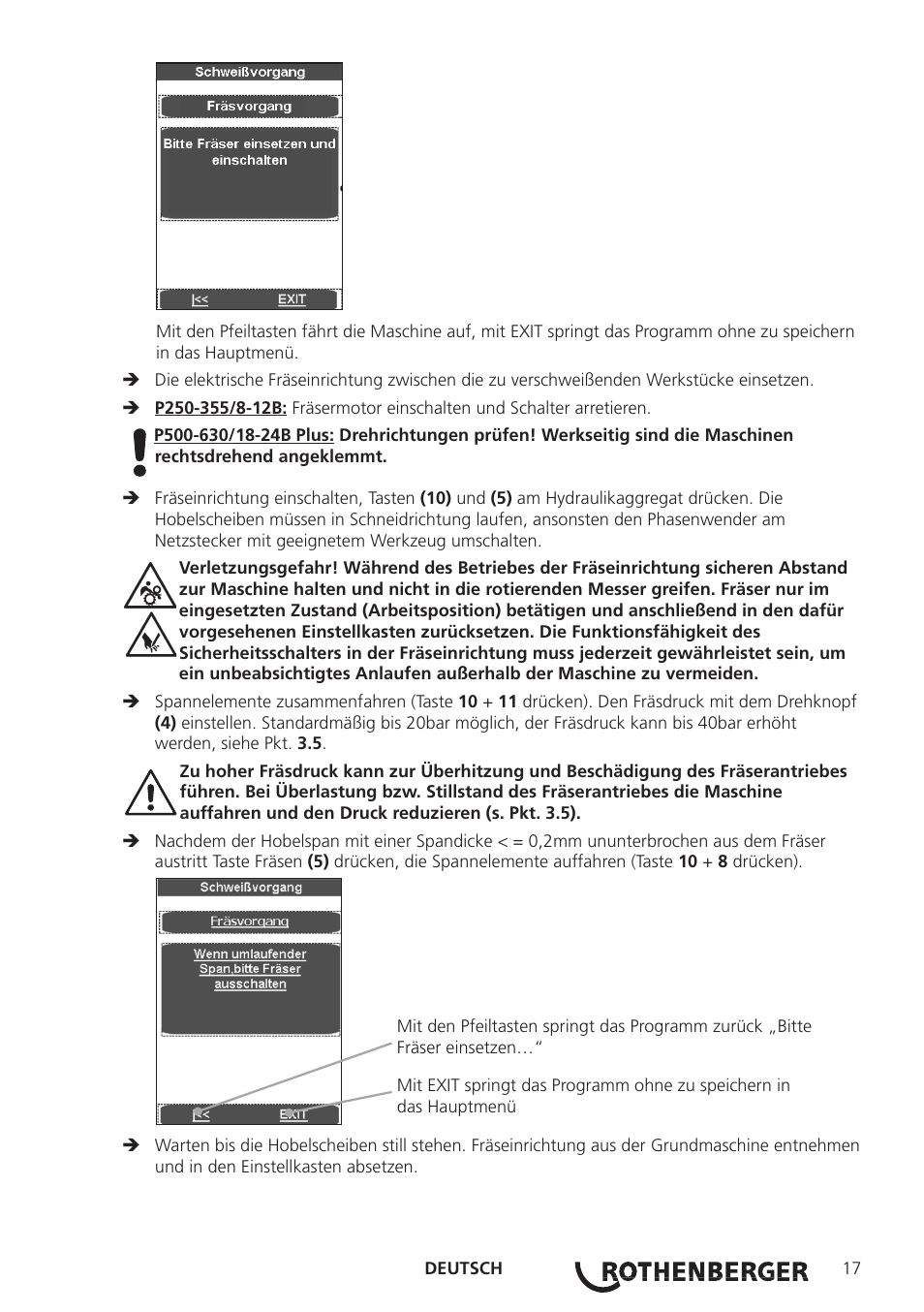 ROTHENBERGER ROWELD P250-630 B Plus Premium CNC User Manual | Page 19 / 456