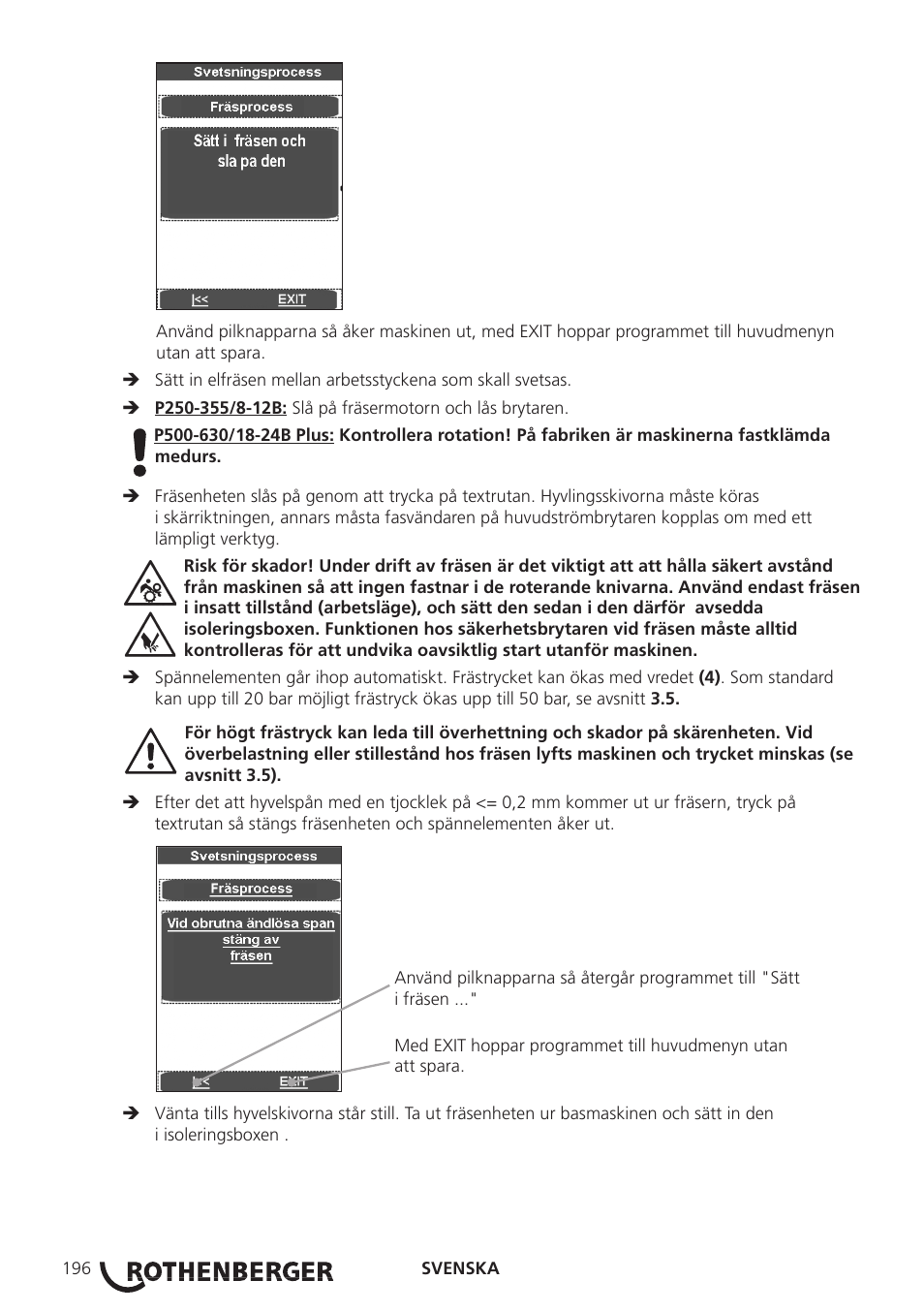 ROTHENBERGER ROWELD P250-630 B Plus Premium CNC User Manual | Page 198 / 456