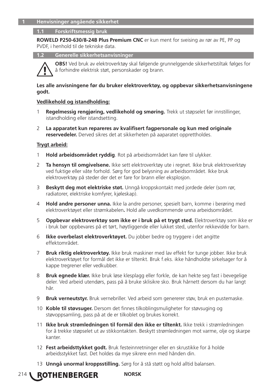 ROTHENBERGER ROWELD P250-630 B Plus Premium CNC User Manual | Page 216 / 456