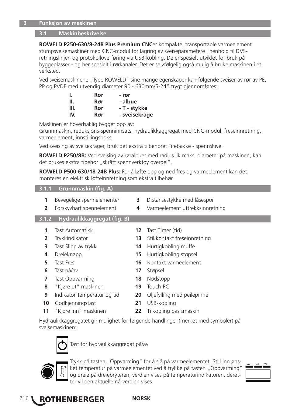 ROTHENBERGER ROWELD P250-630 B Plus Premium CNC User Manual | Page 218 / 456