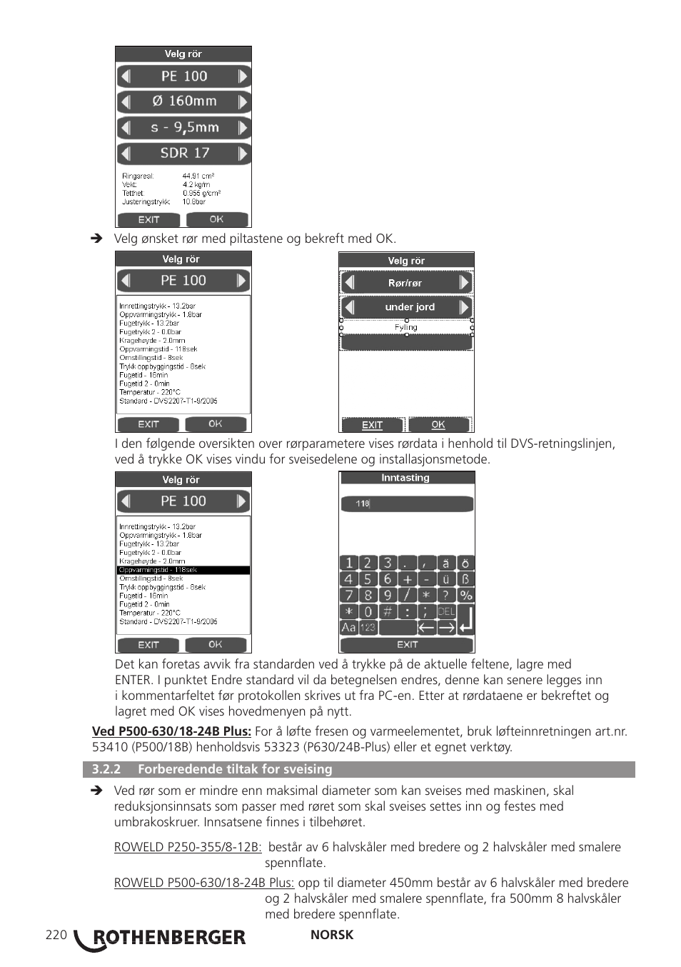 ROTHENBERGER ROWELD P250-630 B Plus Premium CNC User Manual | Page 222 / 456