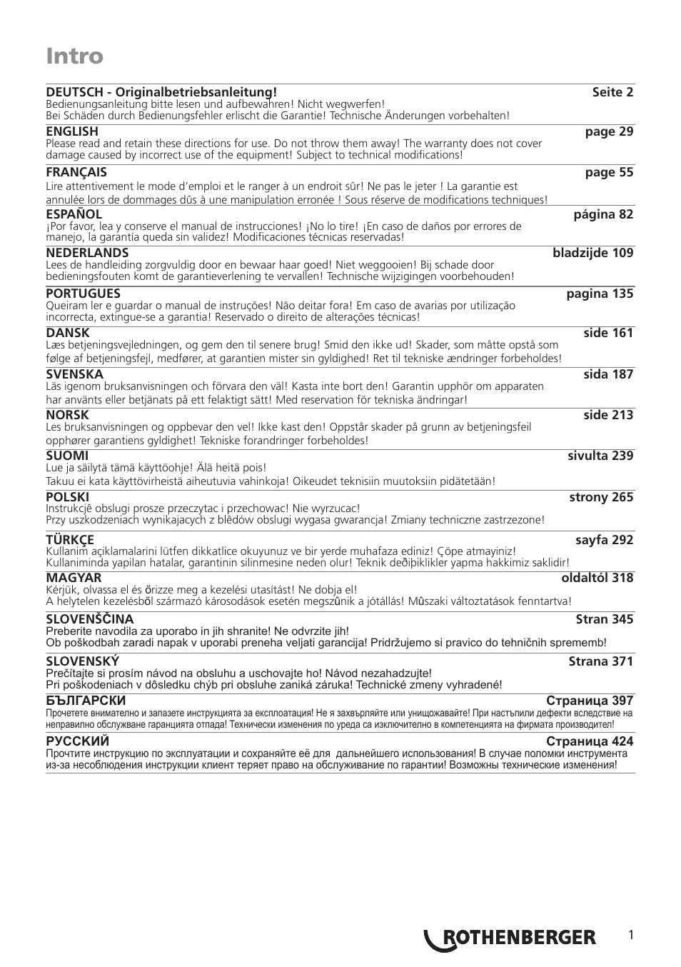 Intro | ROTHENBERGER ROWELD P250-630 B Plus Premium CNC User Manual | Page 3 / 456