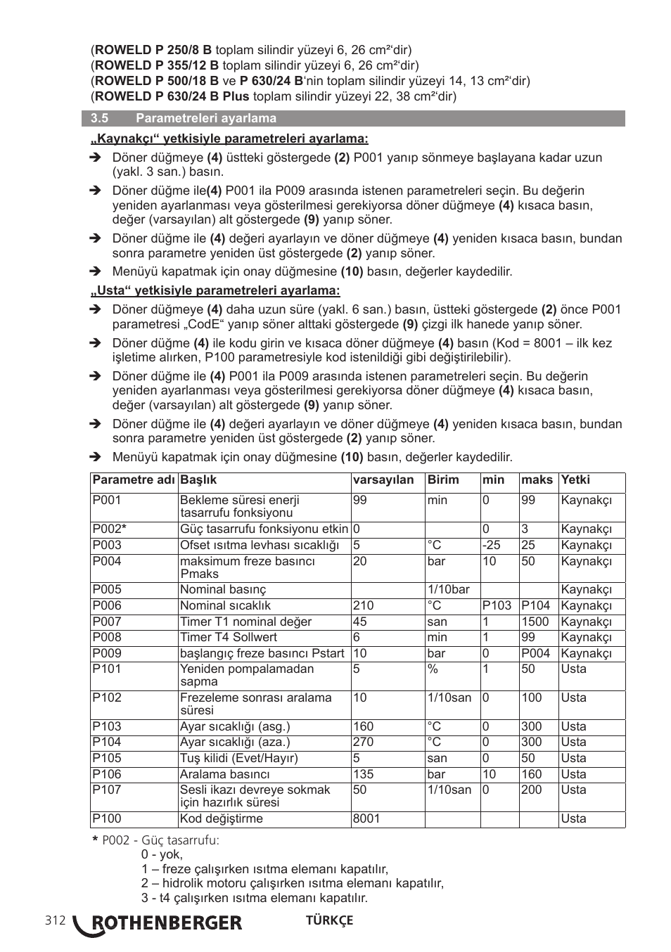 ROTHENBERGER ROWELD P250-630 B Plus Premium CNC User Manual | Page 314 / 456