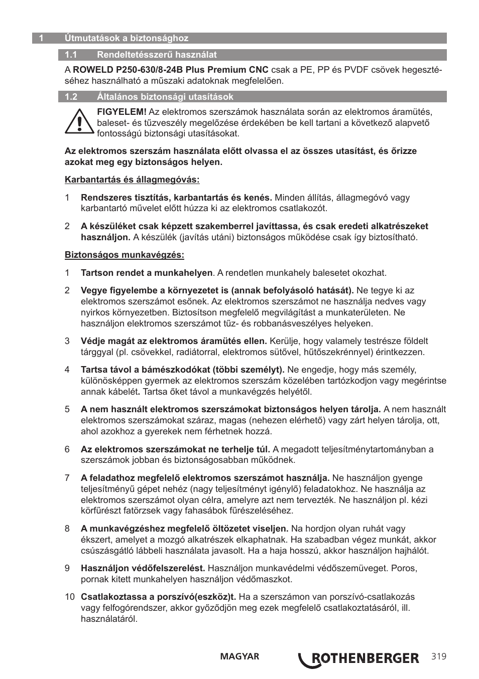 ROTHENBERGER ROWELD P250-630 B Plus Premium CNC User Manual | Page 321 / 456