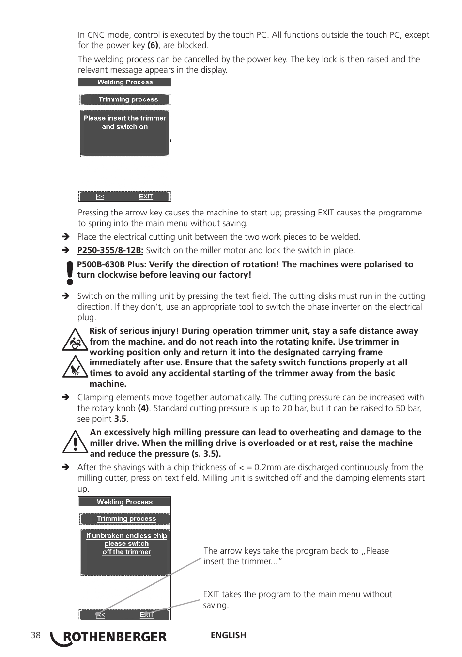 ROTHENBERGER ROWELD P250-630 B Plus Premium CNC User Manual | Page 40 / 456