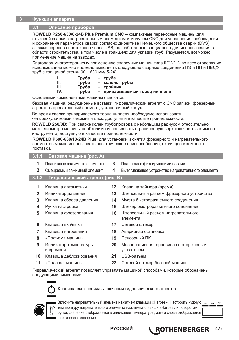 ROTHENBERGER ROWELD P250-630 B Plus Premium CNC User Manual | Page 429 / 456