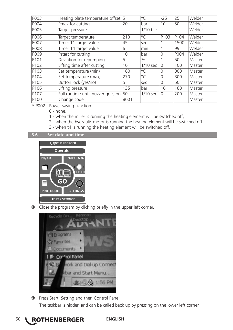 ROTHENBERGER ROWELD P250-630 B Plus Premium CNC User Manual | Page 52 / 456