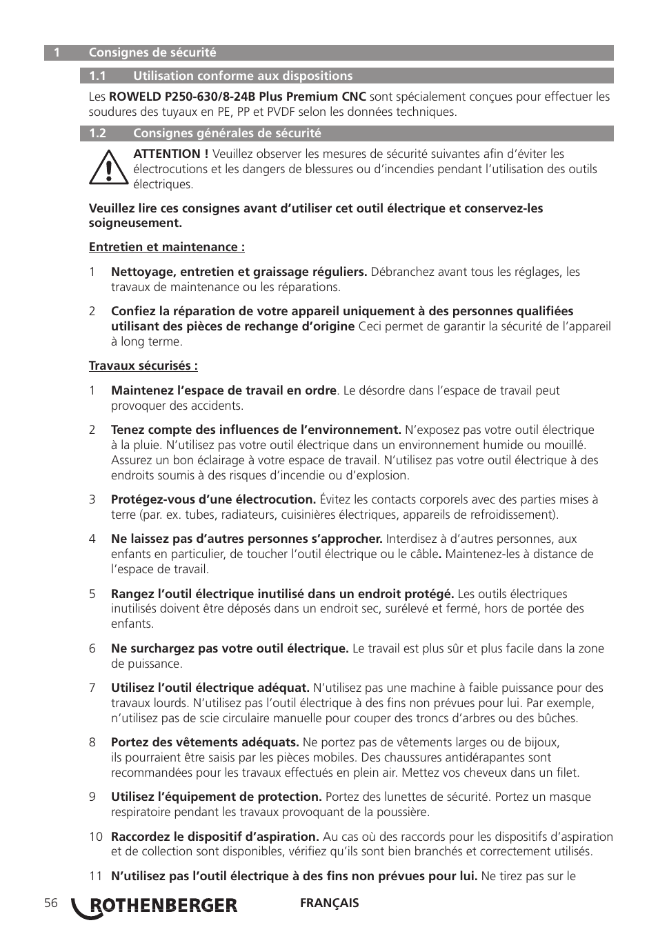 ROTHENBERGER ROWELD P250-630 B Plus Premium CNC User Manual | Page 58 / 456