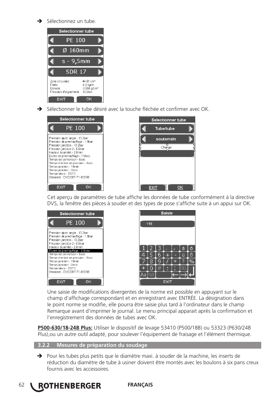 ROTHENBERGER ROWELD P250-630 B Plus Premium CNC User Manual | Page 64 / 456