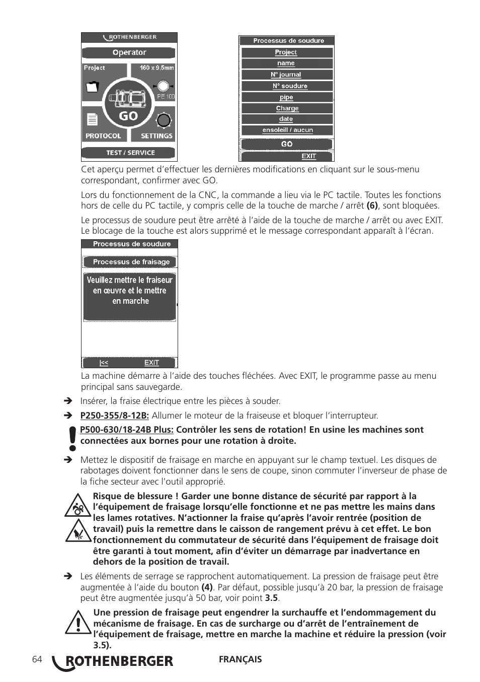 ROTHENBERGER ROWELD P250-630 B Plus Premium CNC User Manual | Page 66 / 456