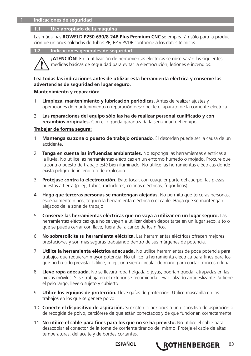 ROTHENBERGER ROWELD P250-630 B Plus Premium CNC User Manual | Page 85 / 456