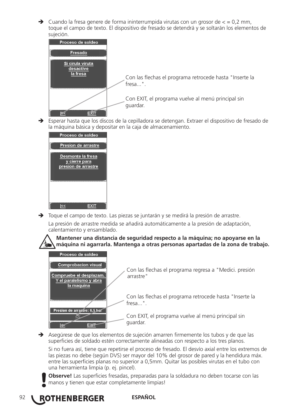 ROTHENBERGER ROWELD P250-630 B Plus Premium CNC User Manual | Page 94 / 456