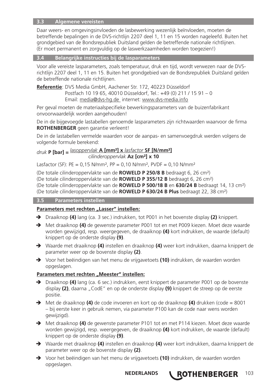 ROTHENBERGER ROWELD P250-630B Plus Premium User Manual | Page 105 / 368