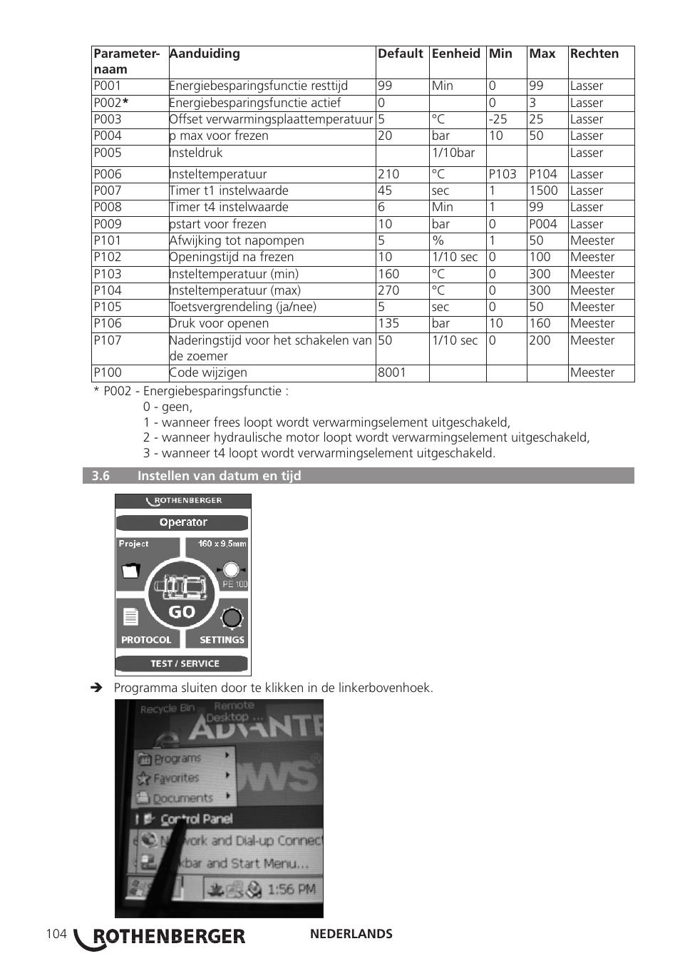 ROTHENBERGER ROWELD P250-630B Plus Premium User Manual | Page 106 / 368