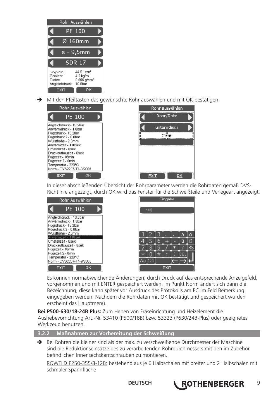 ROTHENBERGER ROWELD P250-630B Plus Premium User Manual | Page 11 / 368