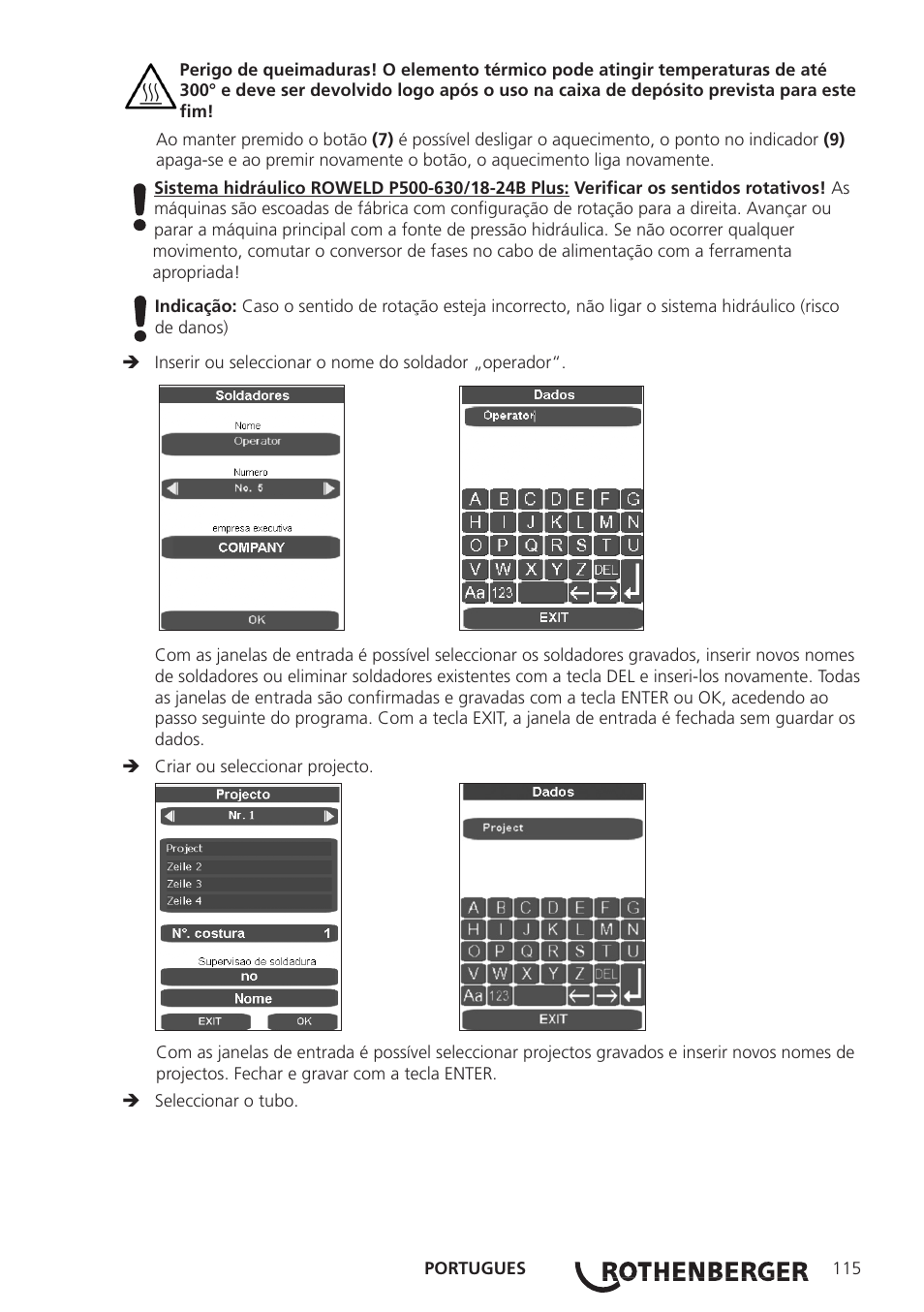 ROTHENBERGER ROWELD P250-630B Plus Premium User Manual | Page 117 / 368