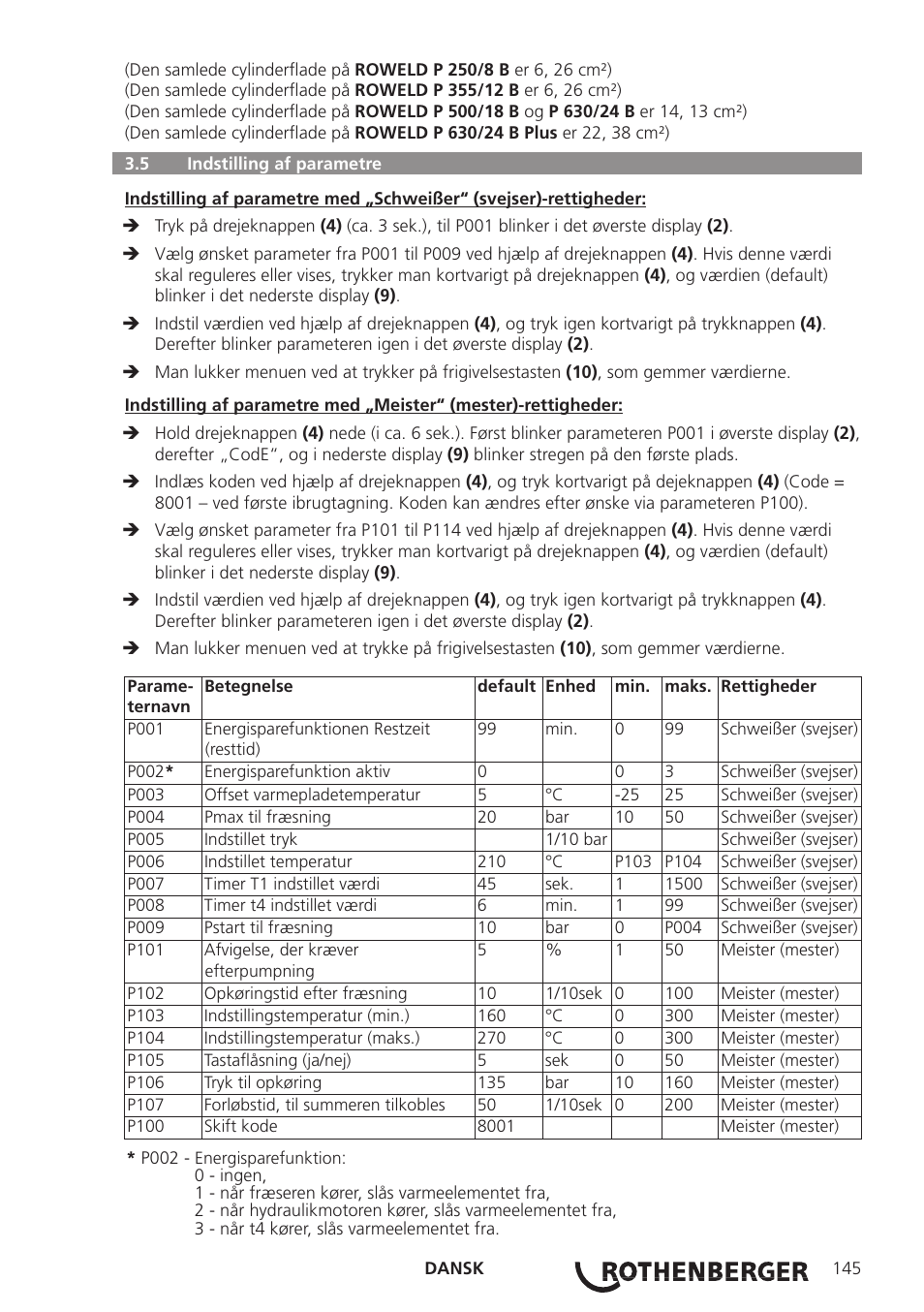 ROTHENBERGER ROWELD P250-630B Plus Premium User Manual | Page 147 / 368