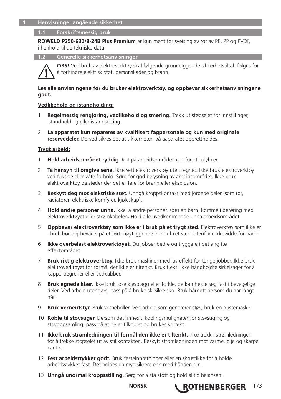 ROTHENBERGER ROWELD P250-630B Plus Premium User Manual | Page 175 / 368