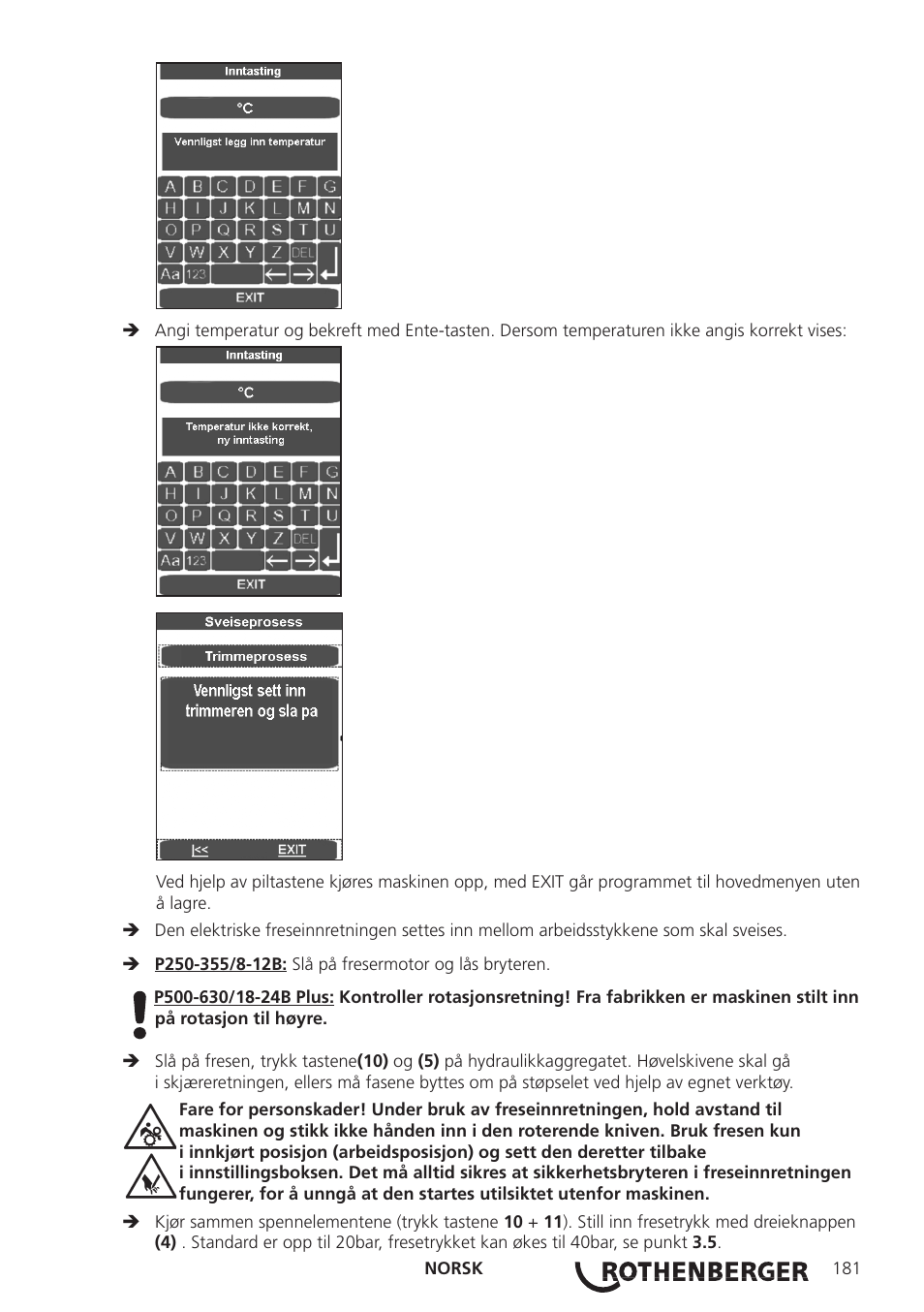 ROTHENBERGER ROWELD P250-630B Plus Premium User Manual | Page 183 / 368