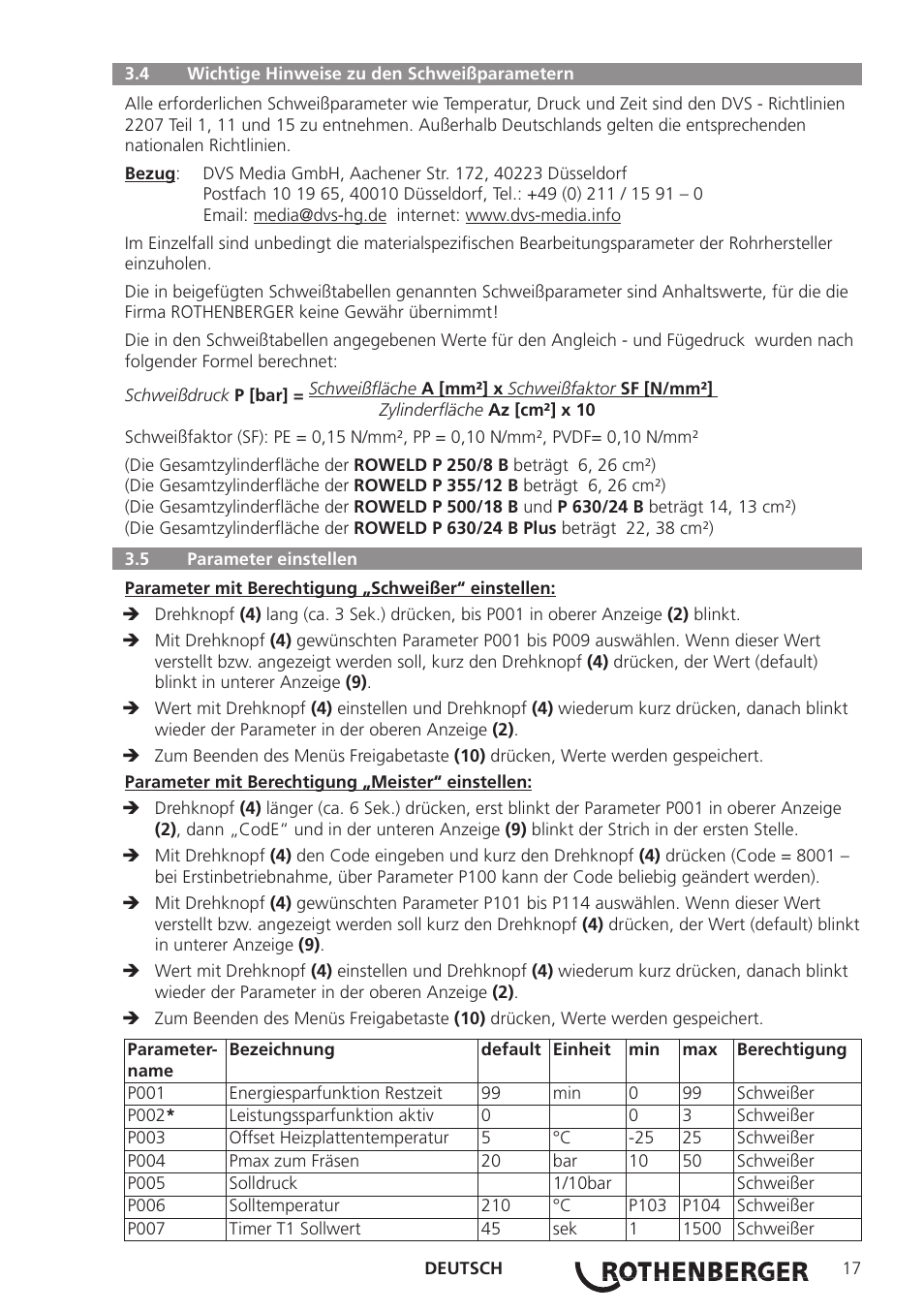 ROTHENBERGER ROWELD P250-630B Plus Premium User Manual | Page 19 / 368