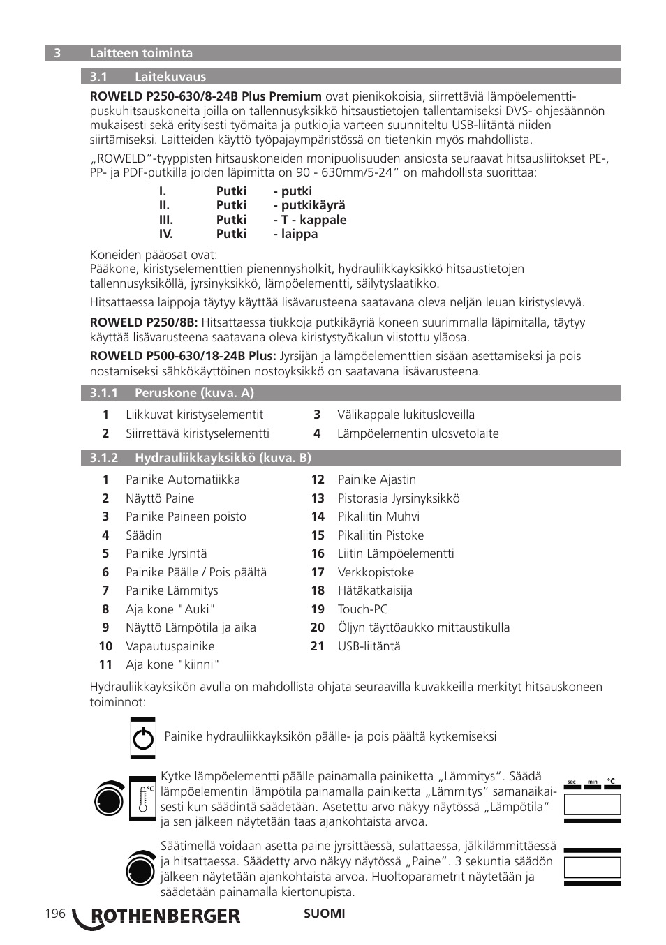 ROTHENBERGER ROWELD P250-630B Plus Premium User Manual | Page 198 / 368