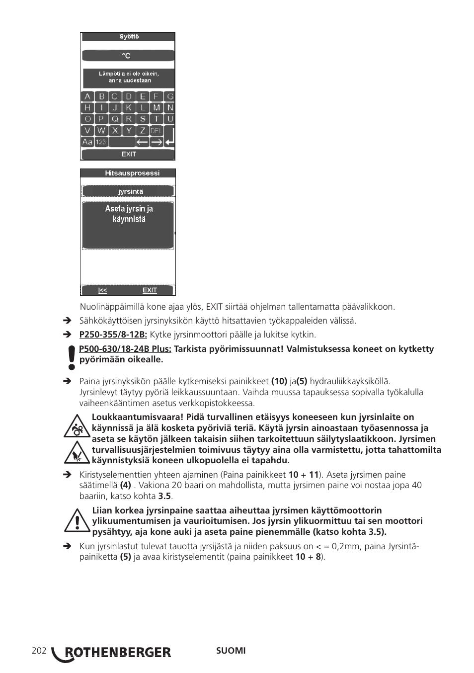 ROTHENBERGER ROWELD P250-630B Plus Premium User Manual | Page 204 / 368