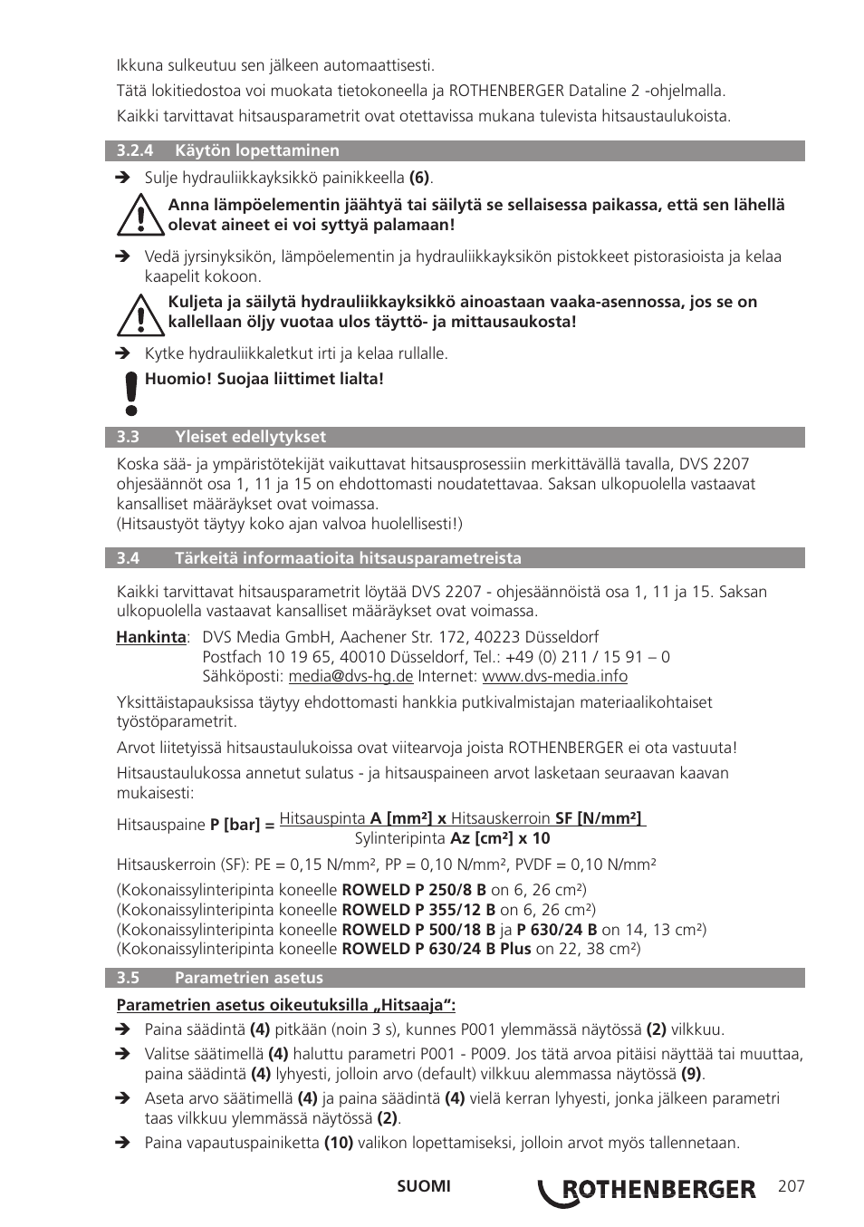 ROTHENBERGER ROWELD P250-630B Plus Premium User Manual | Page 209 / 368