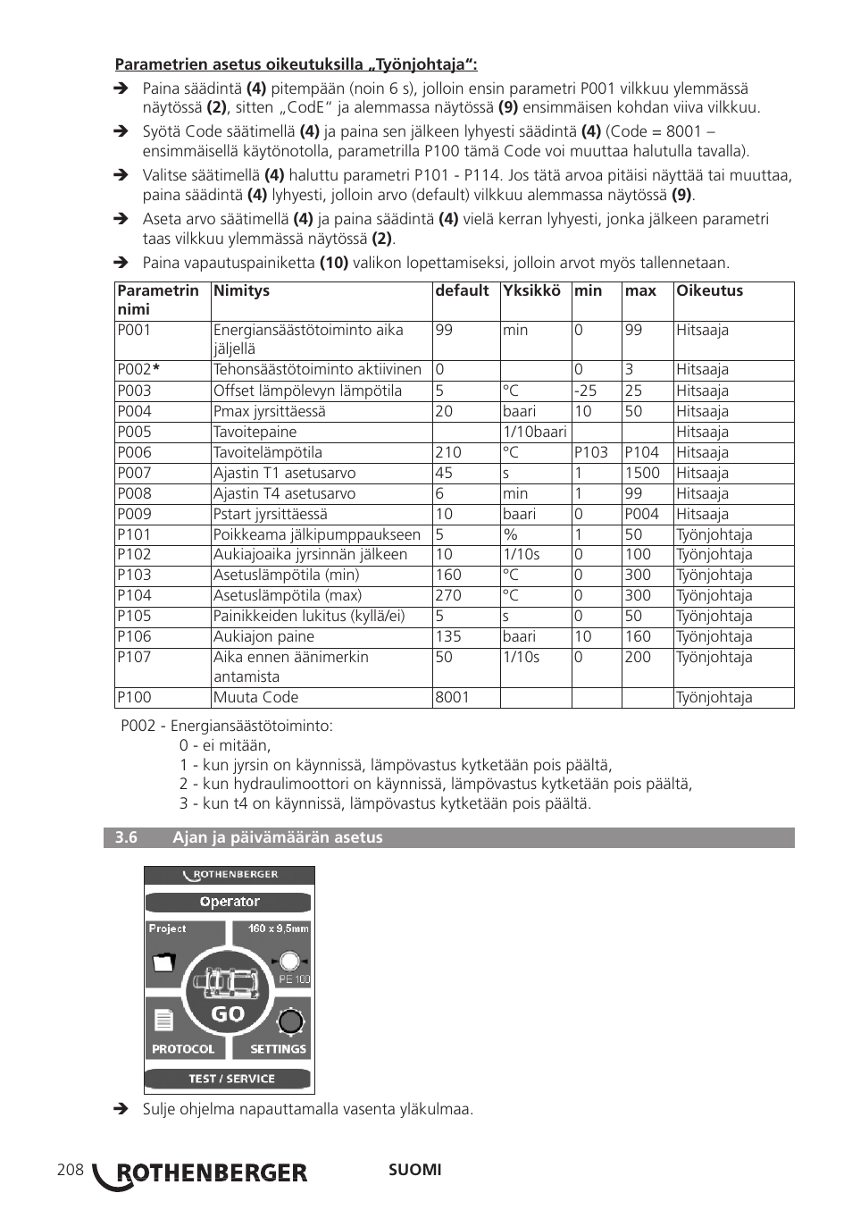 ROTHENBERGER ROWELD P250-630B Plus Premium User Manual | Page 210 / 368