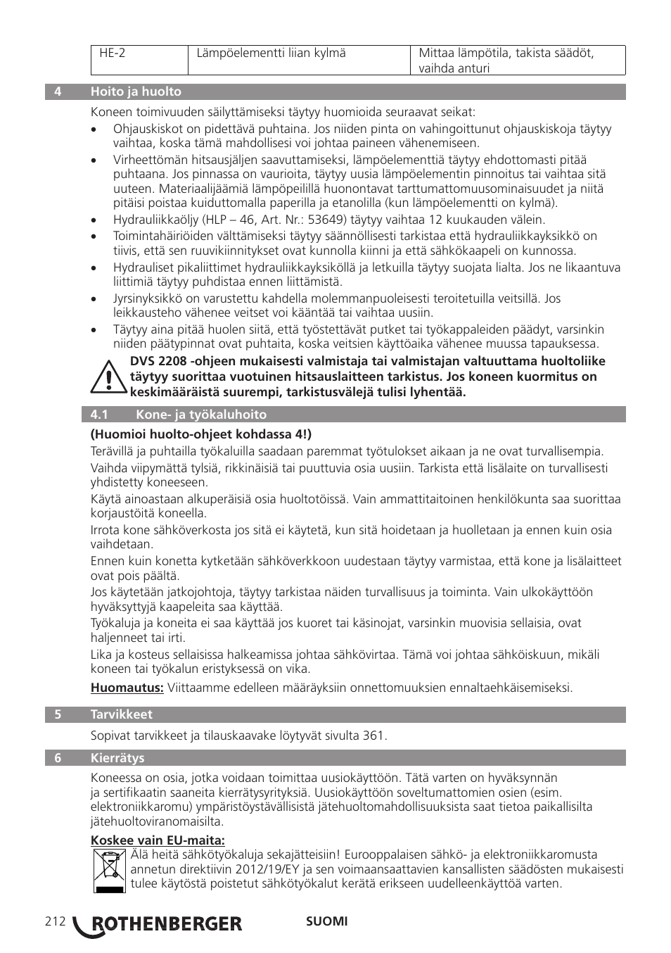 ROTHENBERGER ROWELD P250-630B Plus Premium User Manual | Page 214 / 368