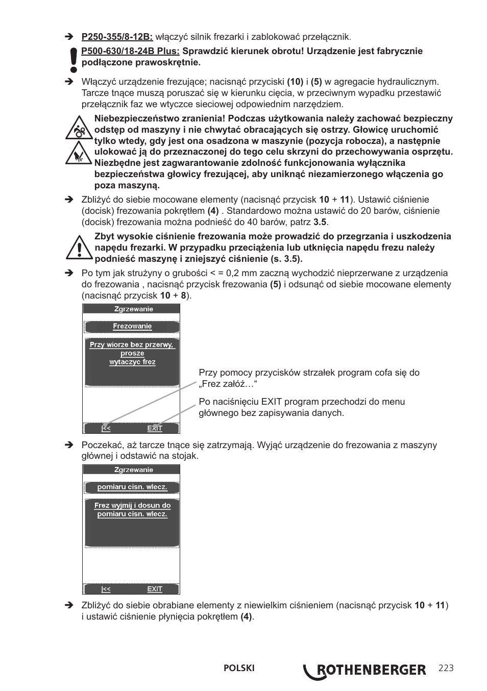 ROTHENBERGER ROWELD P250-630B Plus Premium User Manual | Page 225 / 368