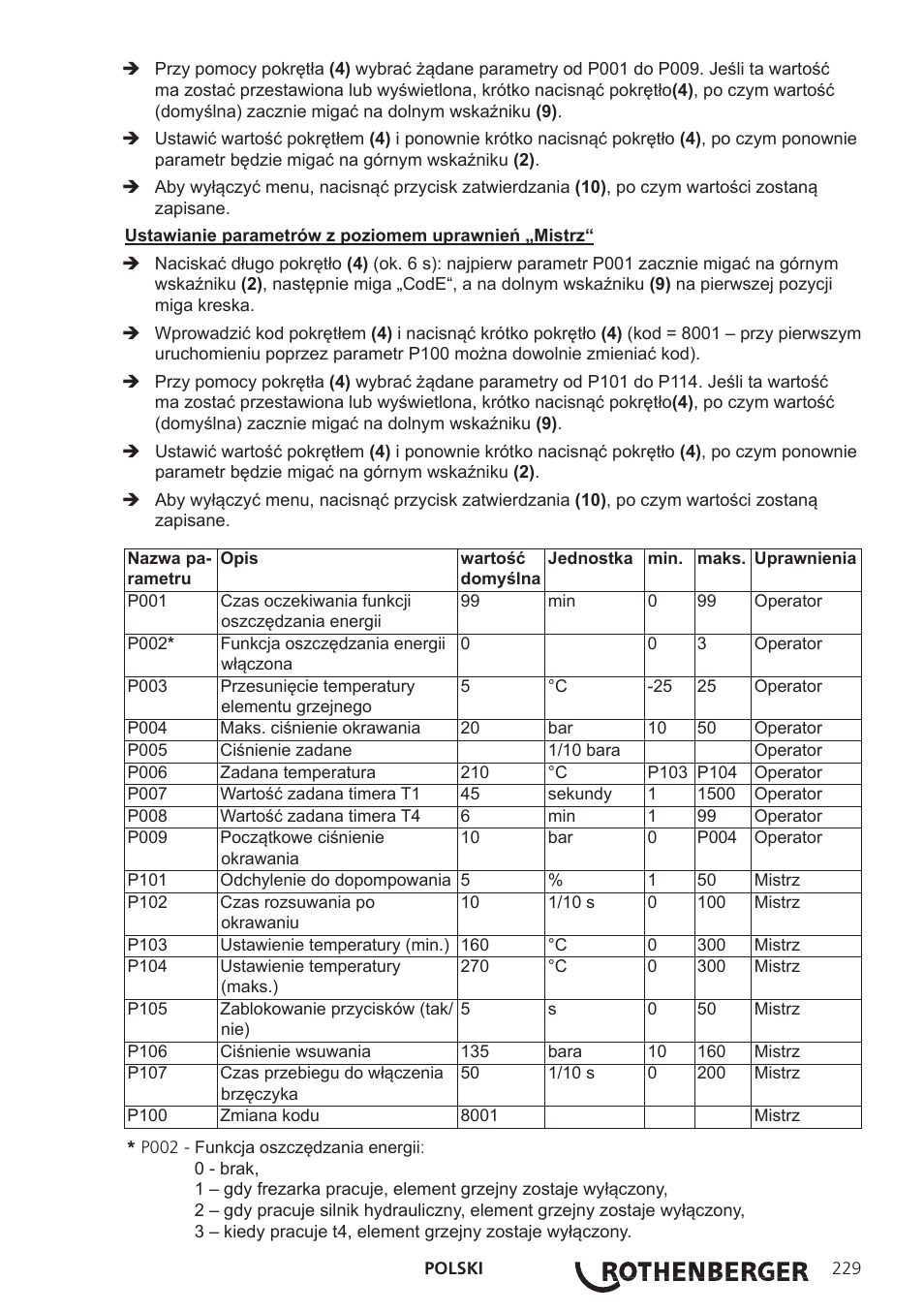 ROTHENBERGER ROWELD P250-630B Plus Premium User Manual | Page 231 / 368