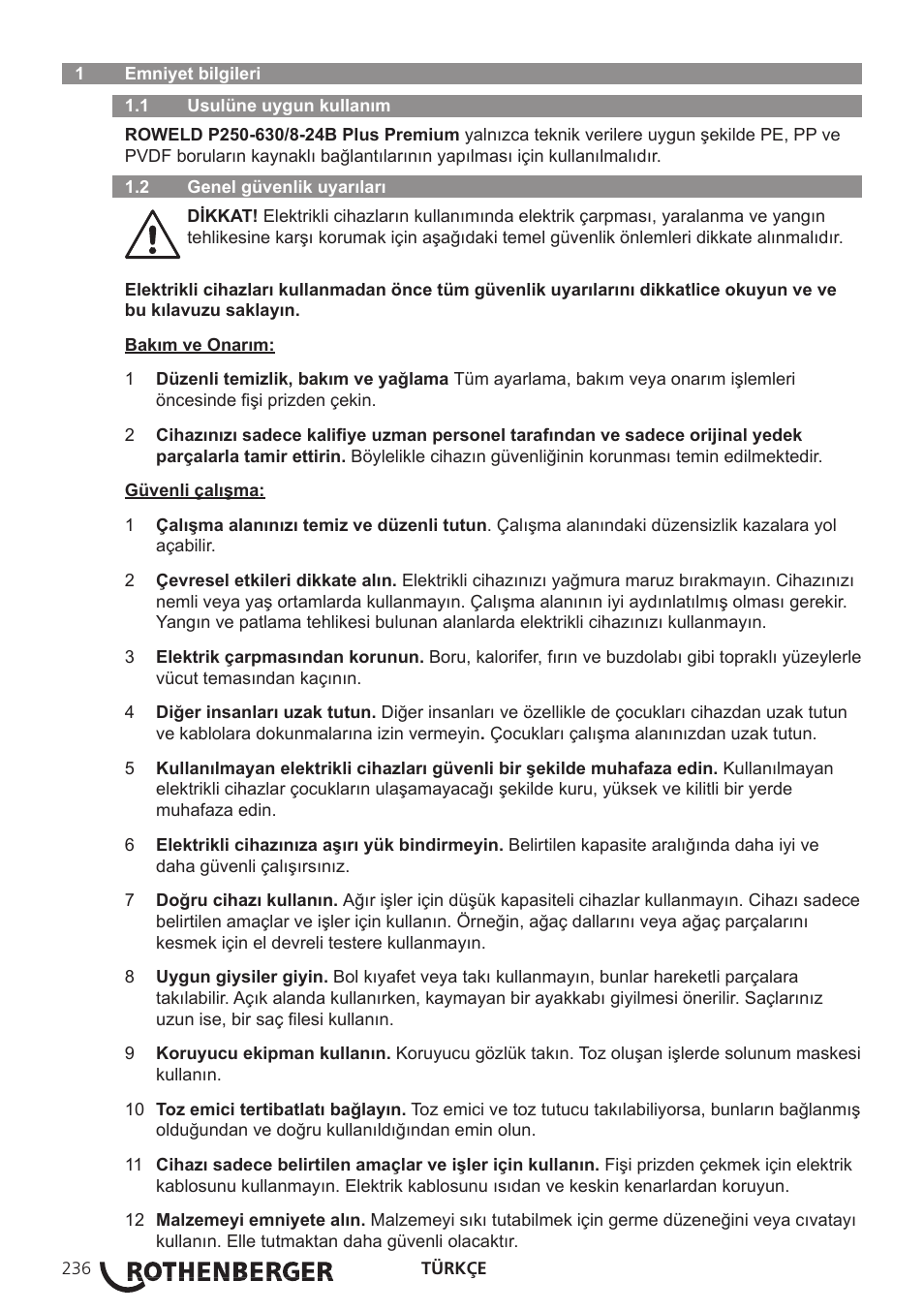 ROTHENBERGER ROWELD P250-630B Plus Premium User Manual | Page 238 / 368