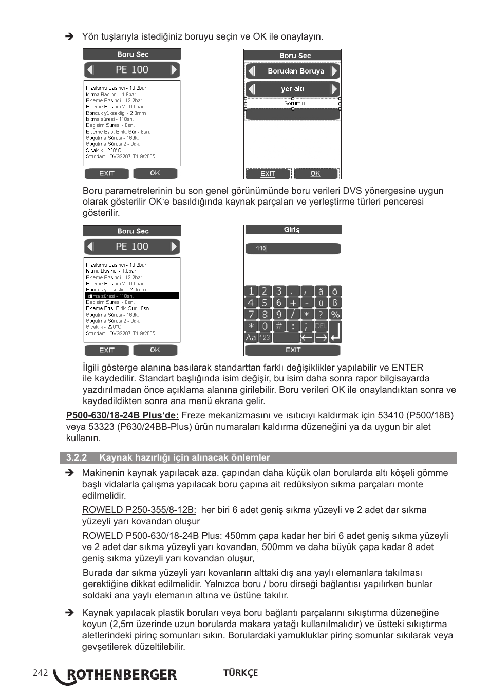 ROTHENBERGER ROWELD P250-630B Plus Premium User Manual | Page 244 / 368