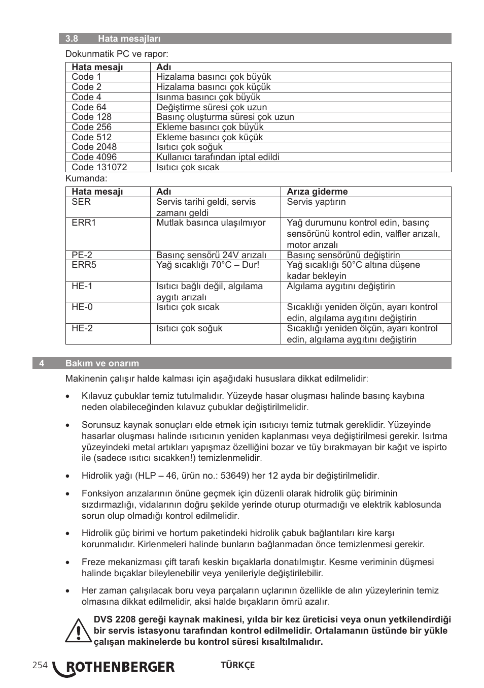 ROTHENBERGER ROWELD P250-630B Plus Premium User Manual | Page 256 / 368