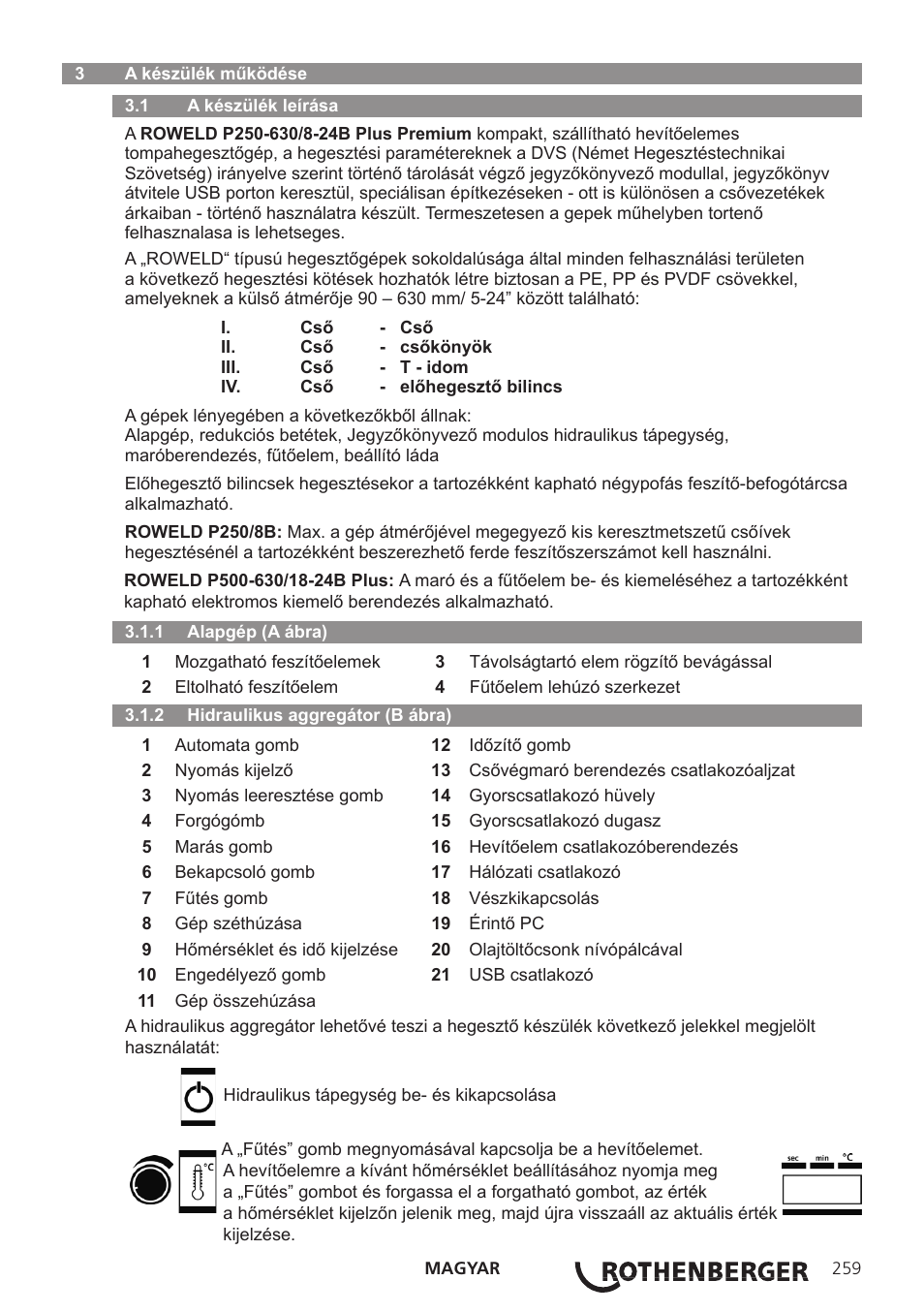 ROTHENBERGER ROWELD P250-630B Plus Premium User Manual | Page 261 / 368