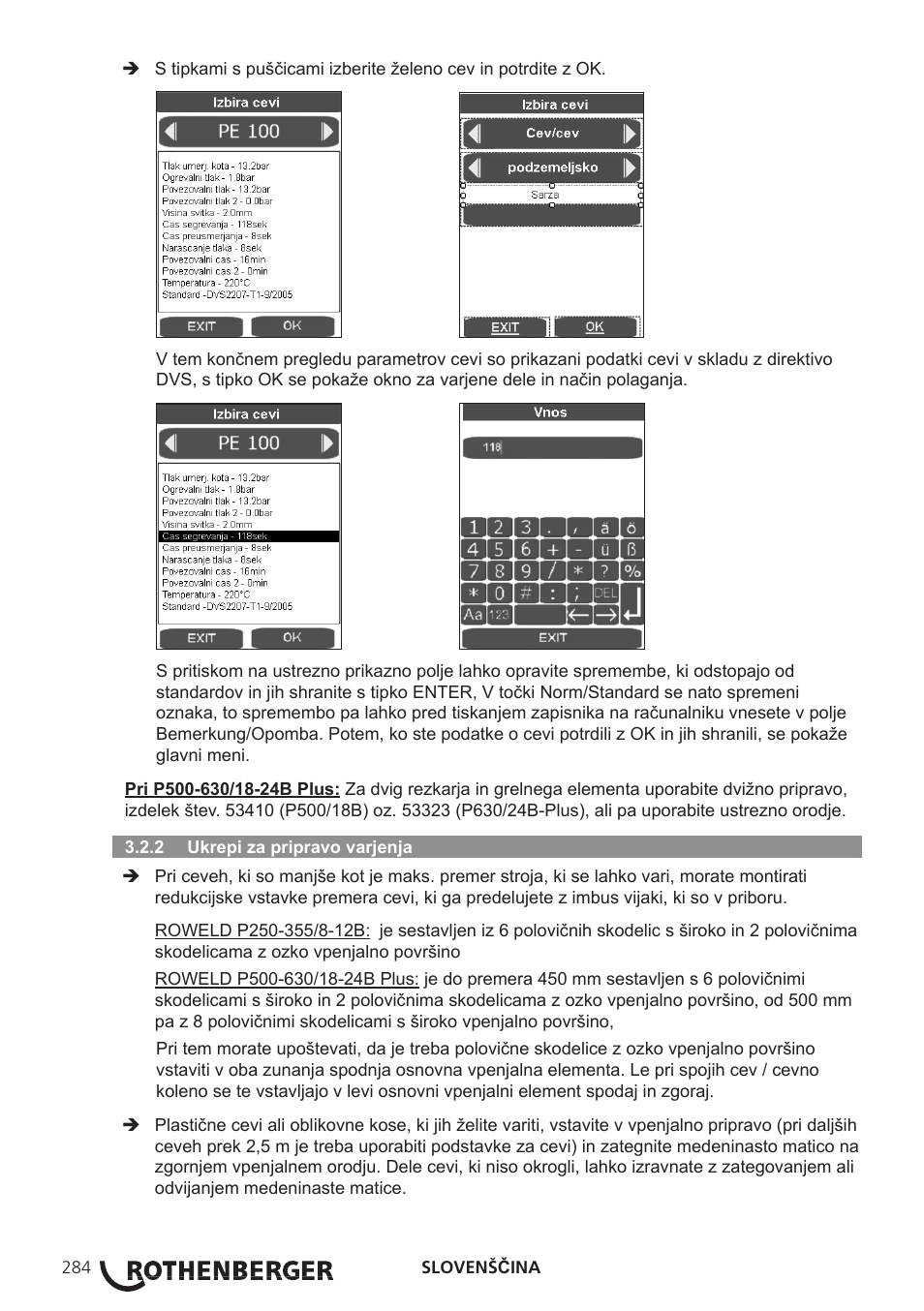 ROTHENBERGER ROWELD P250-630B Plus Premium User Manual | Page 286 / 368