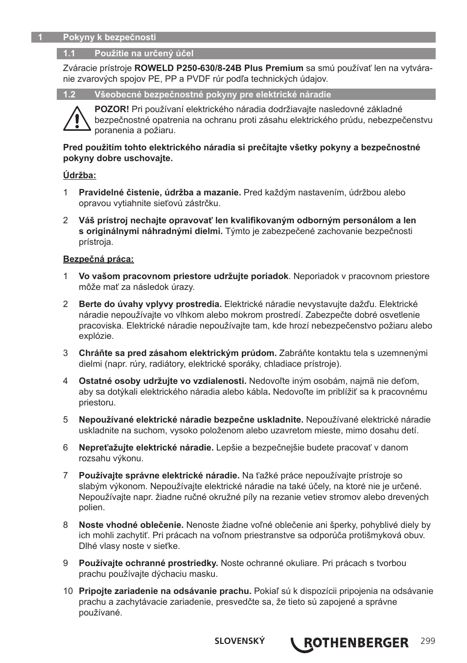 ROTHENBERGER ROWELD P250-630B Plus Premium User Manual | Page 301 / 368