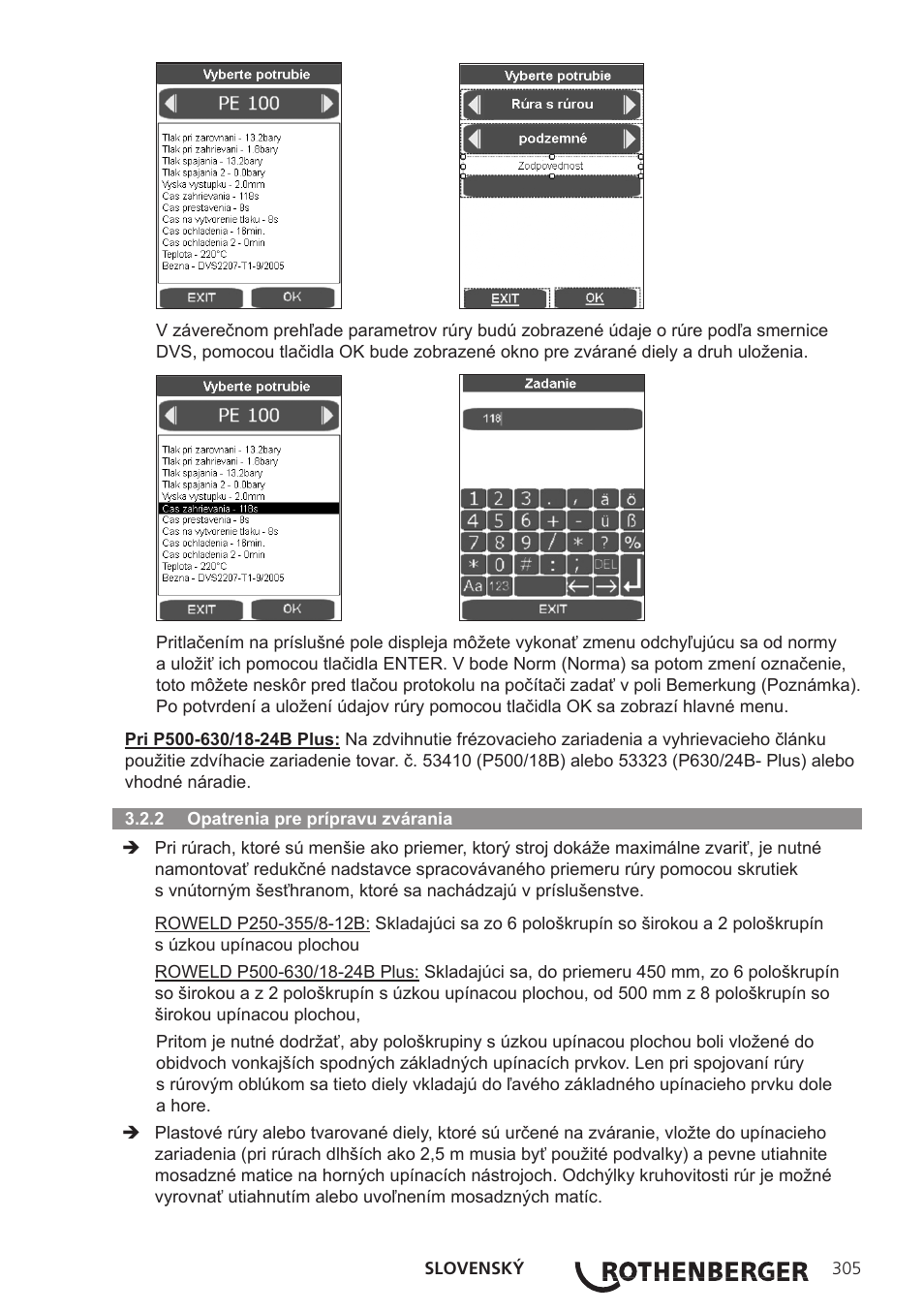 ROTHENBERGER ROWELD P250-630B Plus Premium User Manual | Page 307 / 368