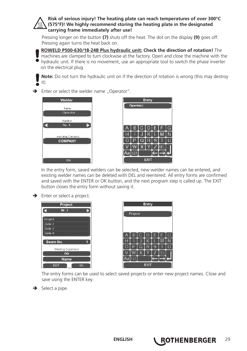 ROTHENBERGER ROWELD P250-630B Plus Premium User Manual | Page 31 / 368